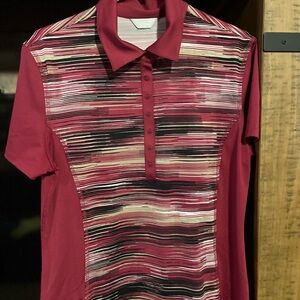 Callaway Women's Red Striped Polo size Large